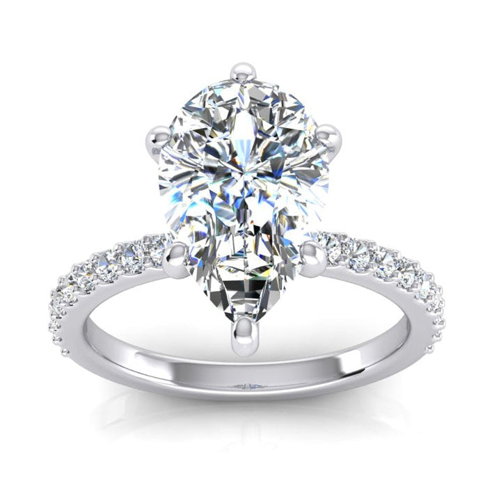 Bague Diamant 2 Carats Femme Or Blanc 14K Solitaire Avec Accent