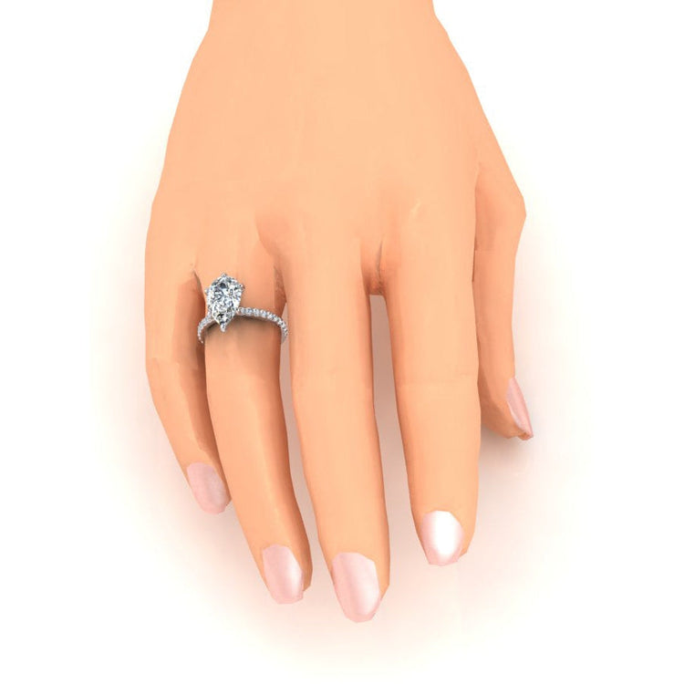 Bague Diamant 2 Carats Femme Or Blanc 14K Solitaire Avec Accent