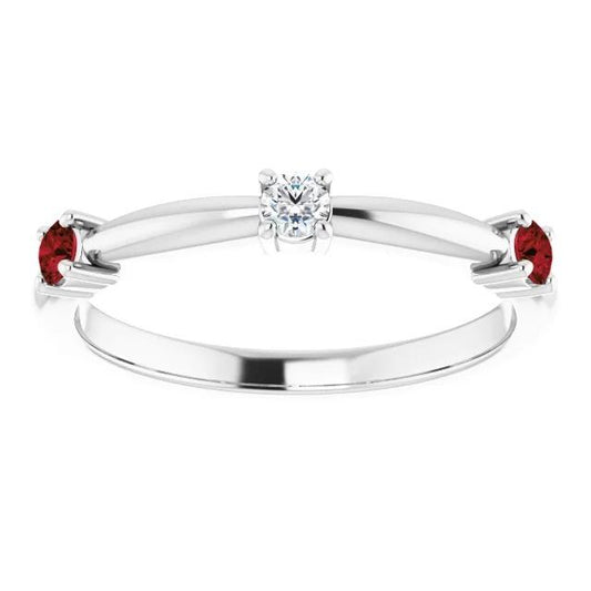 Bague Diamant 3 Pierres 0.90 Carats Rubis Birman Femme Bijoux - HarryChadEnt.FR