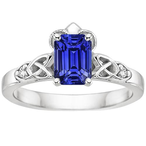 Bague Diamant 3 Pierres Saphir Bleu Émeraude Style Vintage 3.25 Carats - HarryChadEnt.FR
