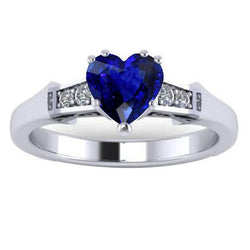 Bague Diamant Anniversaire Coeur Saphir Sri Lankais 5 Pierres 1.75 Carats