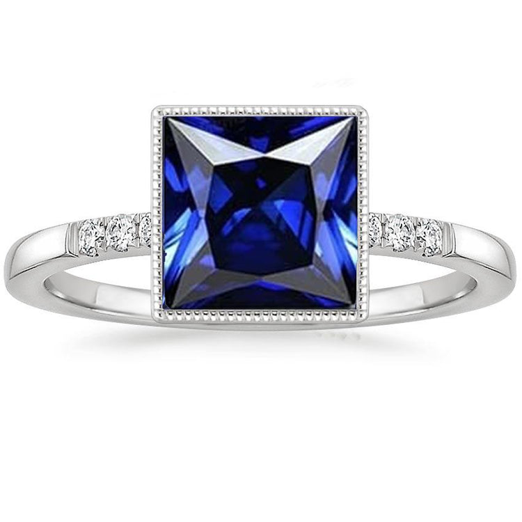Bague Diamant Avec Accents Style Vintage Saphir Bleu 5.25 Carats - HarryChadEnt.FR