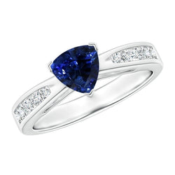 Bague Diamant Bleu Saphir Pierre Gemme Trillion Forme 2 Carats