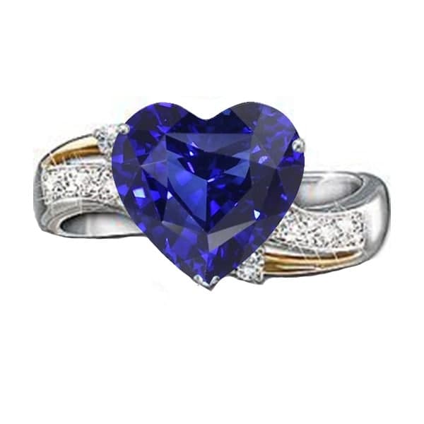 Bague Diamant Coeur Anniversaire Saphir Bleu 3 Carats Bijoux Femme - HarryChadEnt.FR