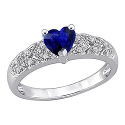 Bague Diamant Coeur Halo Saphir Bleu 2.50 Carats Bijoux De Style Feuille