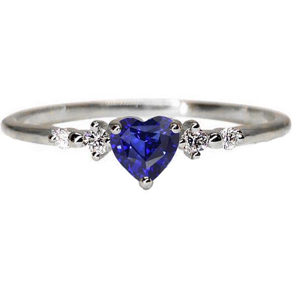 Bague Diamant Coeur Saphir Bleu 5 Pierres 1.25 Carats Bijoux En Or - HarryChadEnt.FR