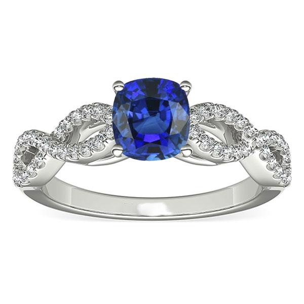 Bague Diamant Coussin Bleu Saphir Pierre Gemme Infinity Style 3 Carats - HarryChadEnt.FR