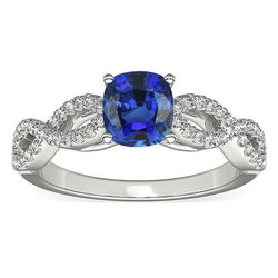Bague Diamant Coussin Bleu Saphir Pierre Gemme Infinity Style 3 Carats
