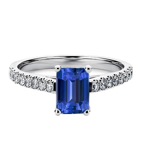 Bague Diamant Emeraude Bleu Saphir Pierre Gemme Avec Accents 2.50 Carats - HarryChadEnt.FR