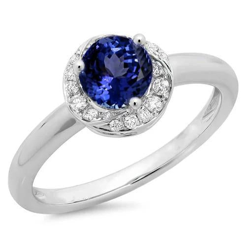 Bague Diamant Fantaisie Centre Rond 2.25 Carats Tanzanite Nouveau - HarryChadEnt.FR