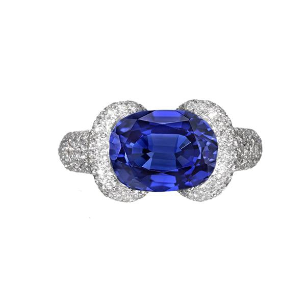 Bague Diamant Femme Ovale Bleu Saphir 4 Carats Or 14K Bijoux - HarryChadEnt.FR