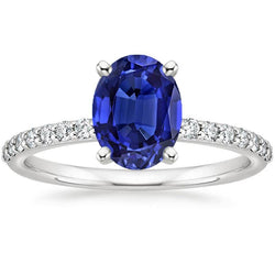 Bague Diamant Femme Ovale Ceylan Saphir Accents Or 14K 5.50 Carats