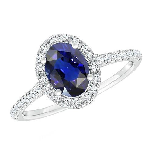 Bague Diamant Halo Or Saphir Sri Lankais Ovale Avec Accents 6 Carats - HarryChadEnt.FR