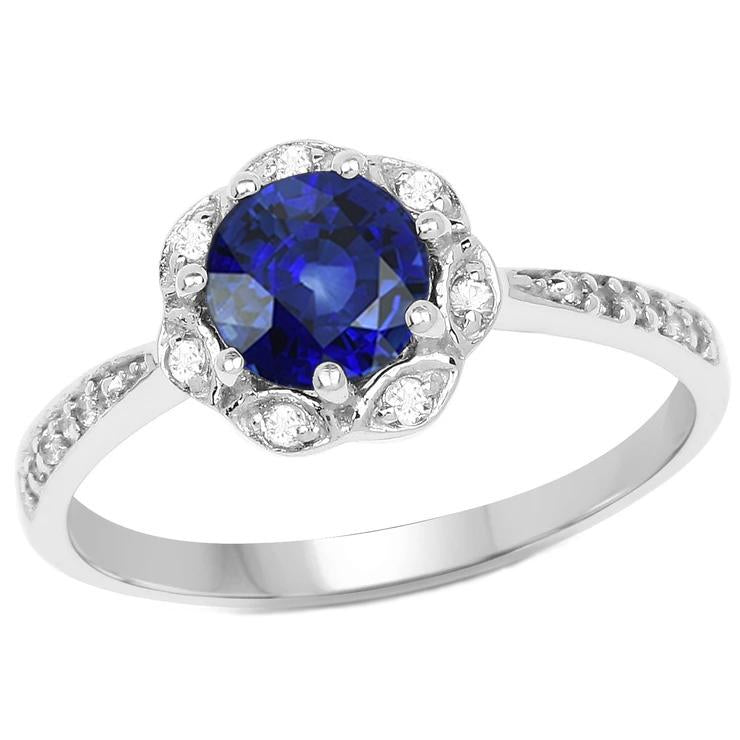 Bague Diamant Halo Rond Saphir Style Fleur 3 Carats Tige Conique - HarryChadEnt.FR