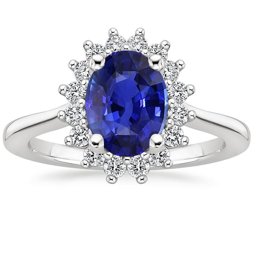 Bague Diamant Halo Style Fleur Saphir Ceylan 4 Carats - HarryChadEnt.FR