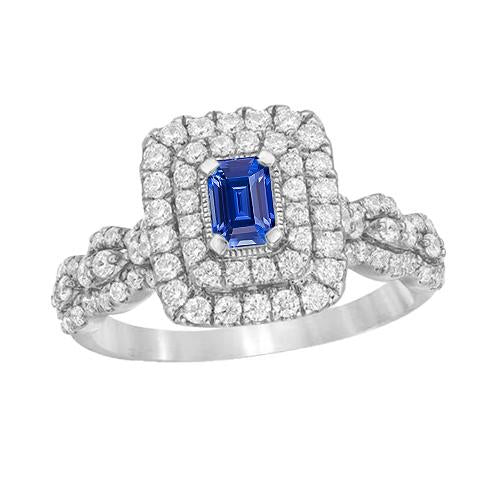 Bague Diamant Halo Style Vintage Bijoux Saphir Bleu Émeraude 3 Carats - HarryChadEnt.FR