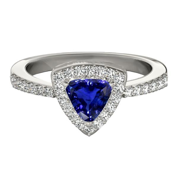 Bague Diamant Halo Trillion Ceylan Saphir 2 Carats Bijoux Femme - HarryChadEnt.FR