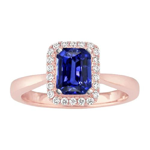 Bague Diamant Halo Radiant Ceylan Saphir Tige Conique Or 3 Carats - HarryChadEnt.FR