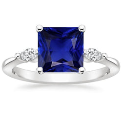 Bague Diamant Marquise 3 Pierres Princesse Ceylan Saphir 5.25 Carats