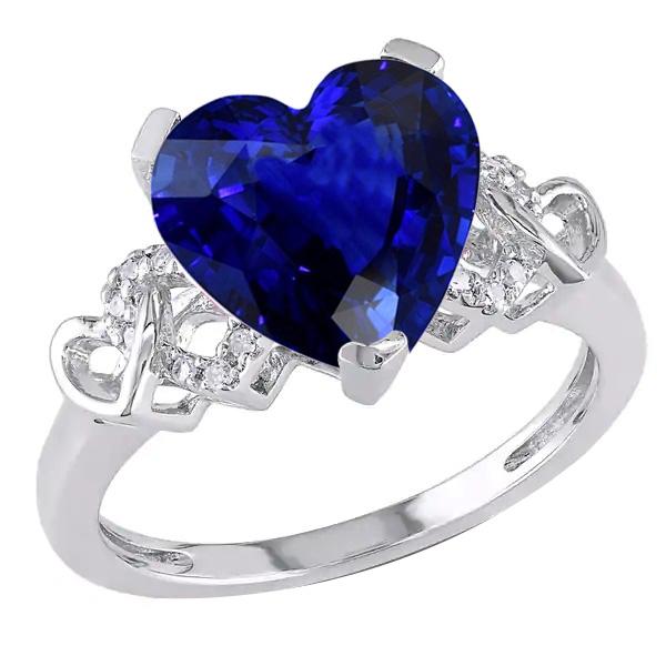 Bague Diamant Or Blanc Forme Coeur Saphir Sri Lankais 3.50 Carats - HarryChadEnt.FR