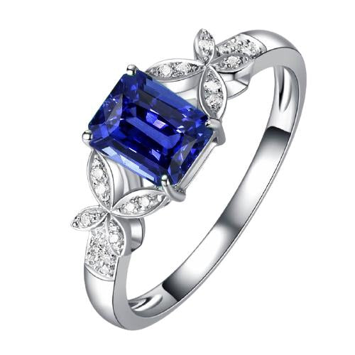 Bague Diamant Pierre Gemme Radiant Bleu Saphir Style Papillon 3 Carats - HarryChadEnt.FR