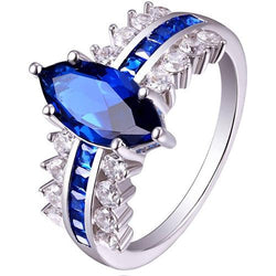 Bague Diamant Pierre Précieuse Marquise et Princesse Saphir Bleu 6.50 Carats