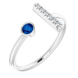 Bague Diamant Pierres Précieuses 0.48 Carats Saphir Bleu Ceylan