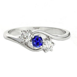 Bague Diamant Rond 3 Pierres Coussin Saphir Style Torsadé 1.50 Carats