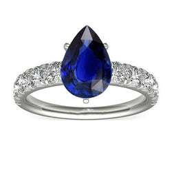Bague Diamant Rond Bijoux En Forme De Poire Saphir Sri Lankais 4.50 Carats