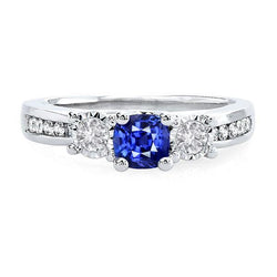 Bague Diamant Rond Coussin Saphir Pierre Gemme 2 Carats 3 Style Pierre