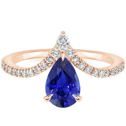 Bague Diamant Rond Enhancer Poire Srilanka Saphir Bijoux 4.50 Carats