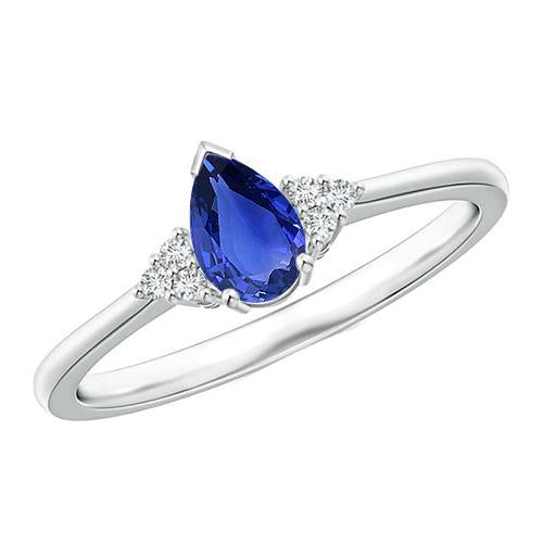 Bague Diamant Rond Femme Poire Saphir Ceylan Avec Accents 3.25 Carats - HarryChadEnt.FR