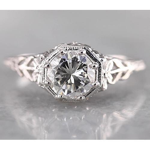 Bague Diamant Rond Filigrane 1.50 Carats Or Blanc 14K - HarryChadEnt.FR