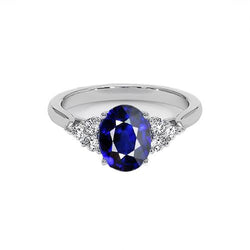 Bague Diamant Rond Naturel Ovale Saphir Sri Lankais 8.25 Carats