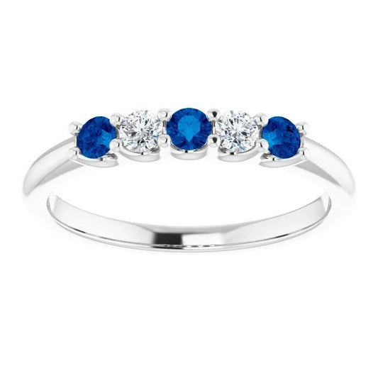 Bague Diamant Rond Pierre Saphir Bleu 2 Carats Or Blanc 14K - HarryChadEnt.FR
