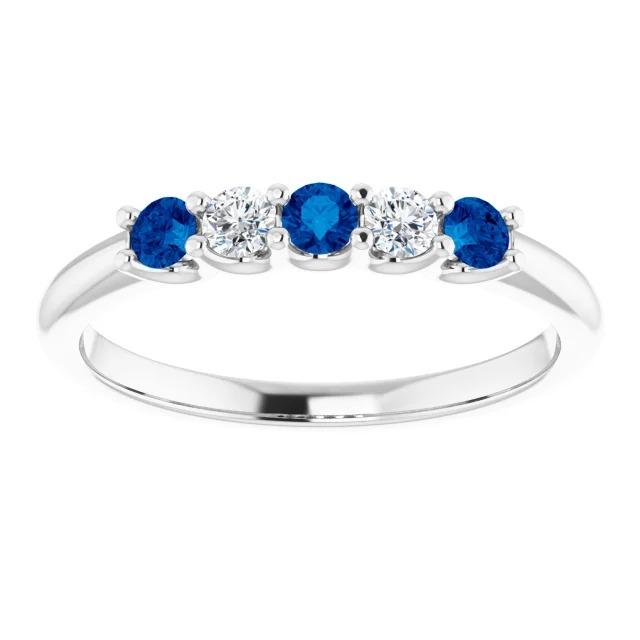 Bague Diamant Rond Pierre Saphir Bleu 2 Carats Or Blanc 14K - HarryChadEnt.FR