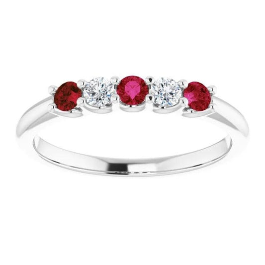 Bague Diamant Rond Rubis Pierre 2 Carats Or Blanc 14K Bijoux - HarryChadEnt.FR