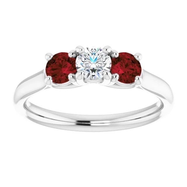 Bague Diamant Rond Rubis Pierre 2.40 Carats Or Blanc 14K Bijoux - HarryChadEnt.FR