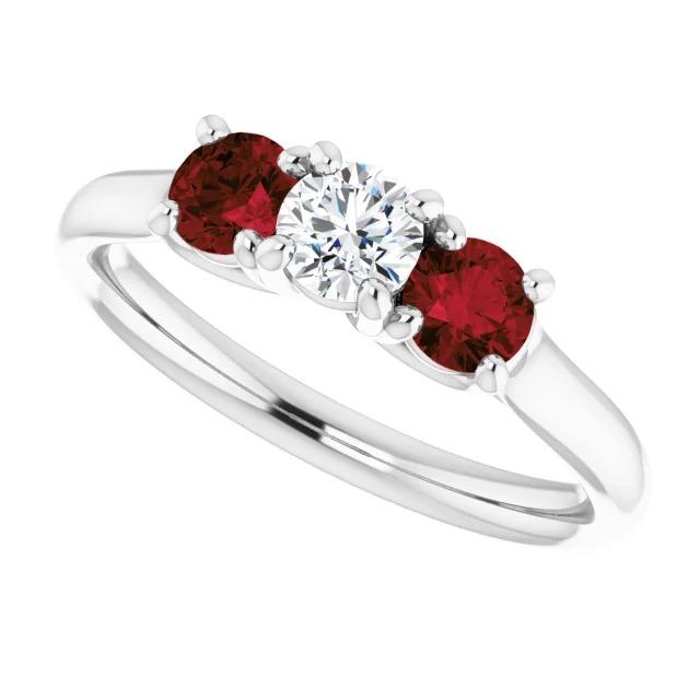 Bague Diamant Rond Rubis Pierre 2.40 Carats Or Blanc 14K Bijoux - HarryChadEnt.FR