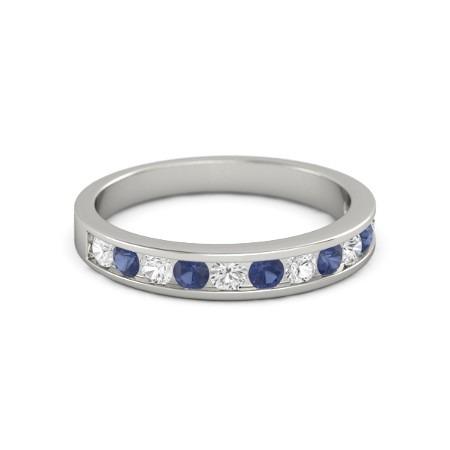 Bague Diamant Rond Saphir Bleu 2.50 Carats Or Blanc 14K Bijoux - HarryChadEnt.FR