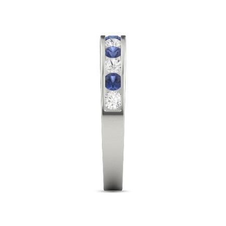 Bague Diamant Rond Saphir Bleu 2.50 Carats Or Blanc 14K Bijoux - HarryChadEnt.FR