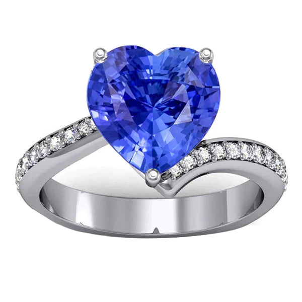 Bague Diamant Rond Saphir Bleu Clair Or 4.50 Carats