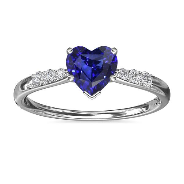 Bague Diamant Saphir Bleu Pierre Gemme Coeur 2 Carats Or 14K Bijoux - HarryChadEnt.FR