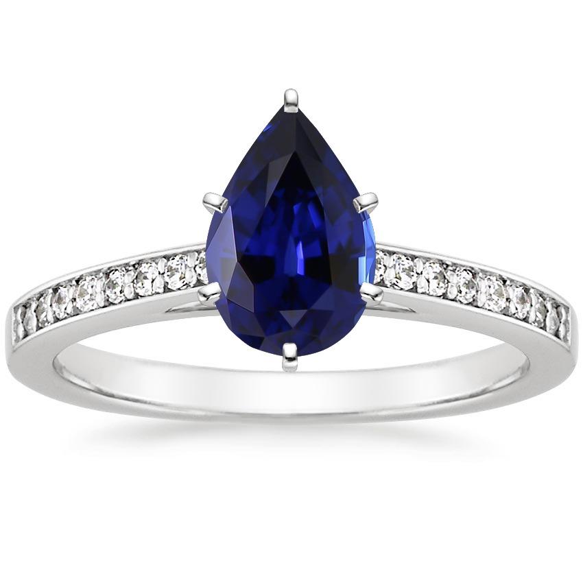 Bague Diamant Solitaire Poire Saphir Ceylan Avec Accents 7.25 Carats - HarryChadEnt.FR