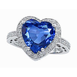 Bague Diamant Sri Lanka Saphir Bleu Or Blanc 4.5 Ct