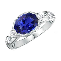 Bague Diamant Style Antique Ovale Ceylan Saphir Pierre Or 3.75 Carats