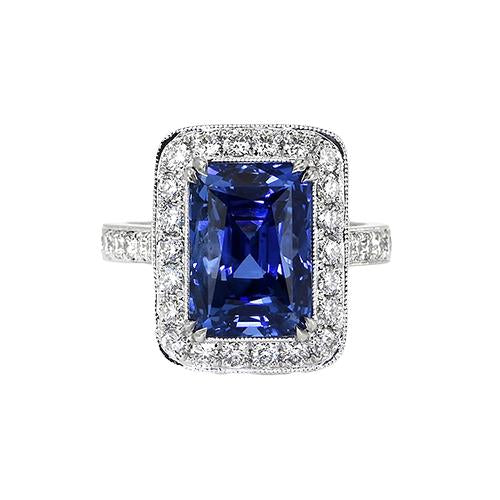Bague Diamant Style Antique & Saphir Sri Lankais Or 9.50 Carats 14K - HarryChadEnt.FR