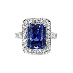 Bague Diamant Style Antique & Saphir Sri Lankais Or 9.50 Carats 14K