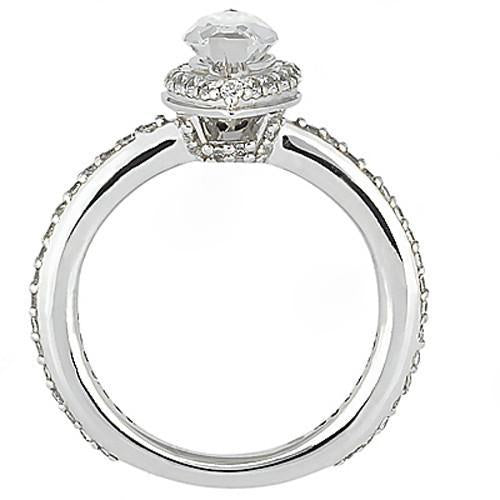 Bague Diamant Taille Marquise 3.50 Carats Avec Accents Or Blanc 14K - HarryChadEnt.FR
