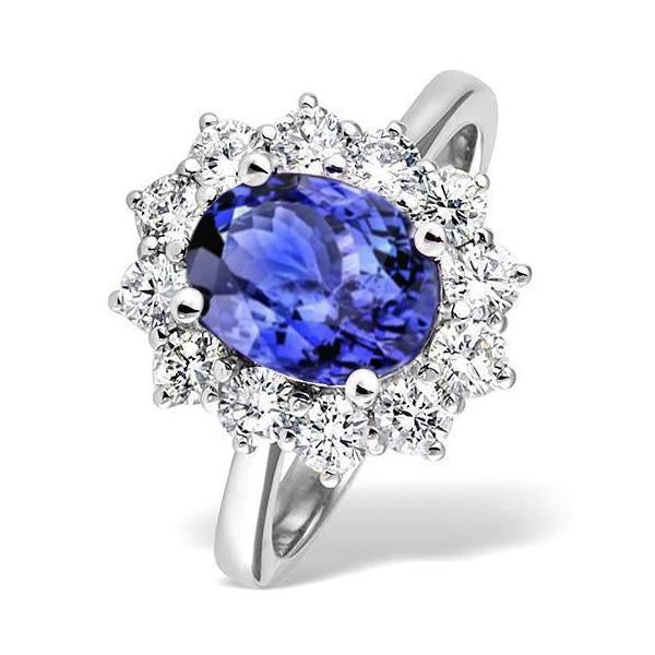 Bague Diamant Tanzanite Style Fleur Bijoux Dame Or 2 Carats - HarryChadEnt.FR